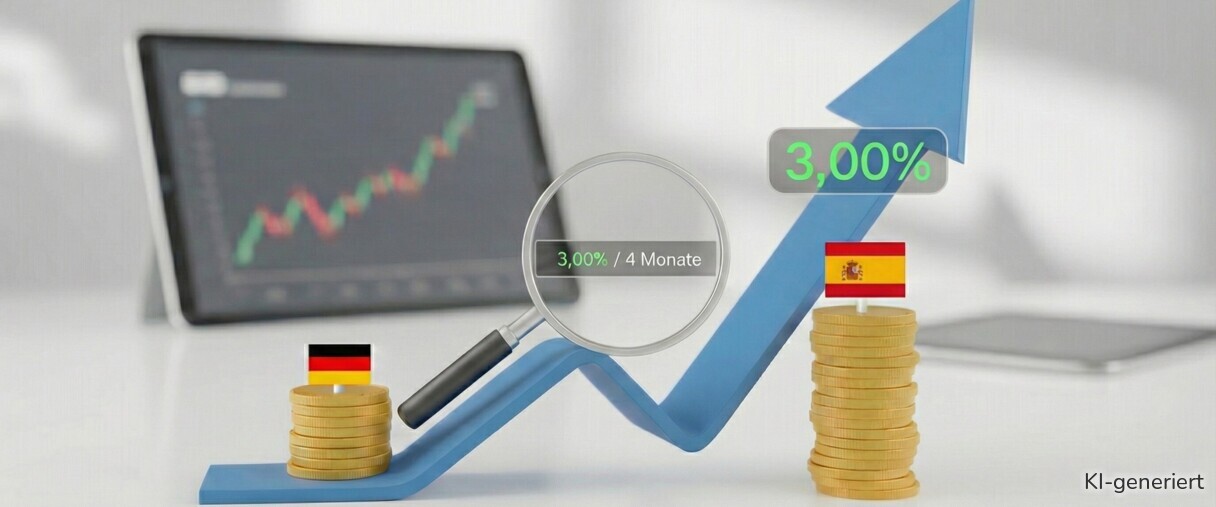 Tagesgeldzinsen Spanien und Deutschland.