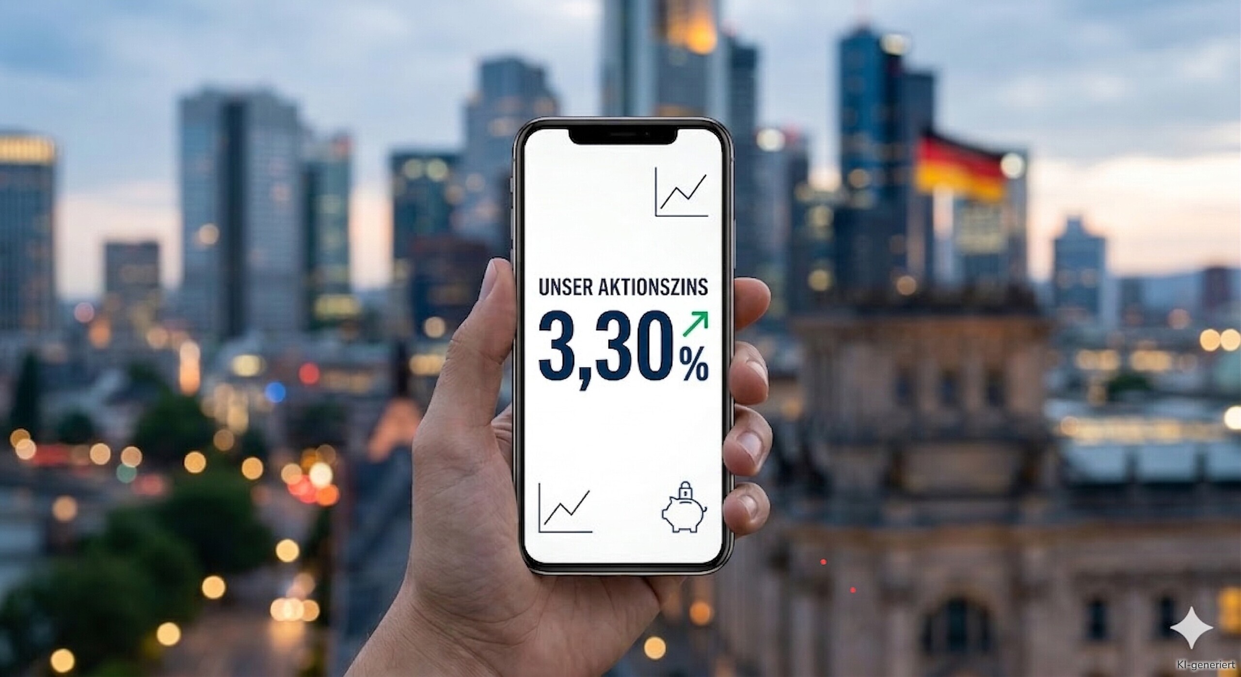 Ein aktueller Aktionszins liegt bei 3,30 % und die Bank bietet eine deutsche Einlagensicherung.