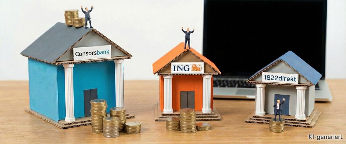 Vergleich von Consorsbank, ING und 1822direkt bezüglich der Prämie beim Girokonto.