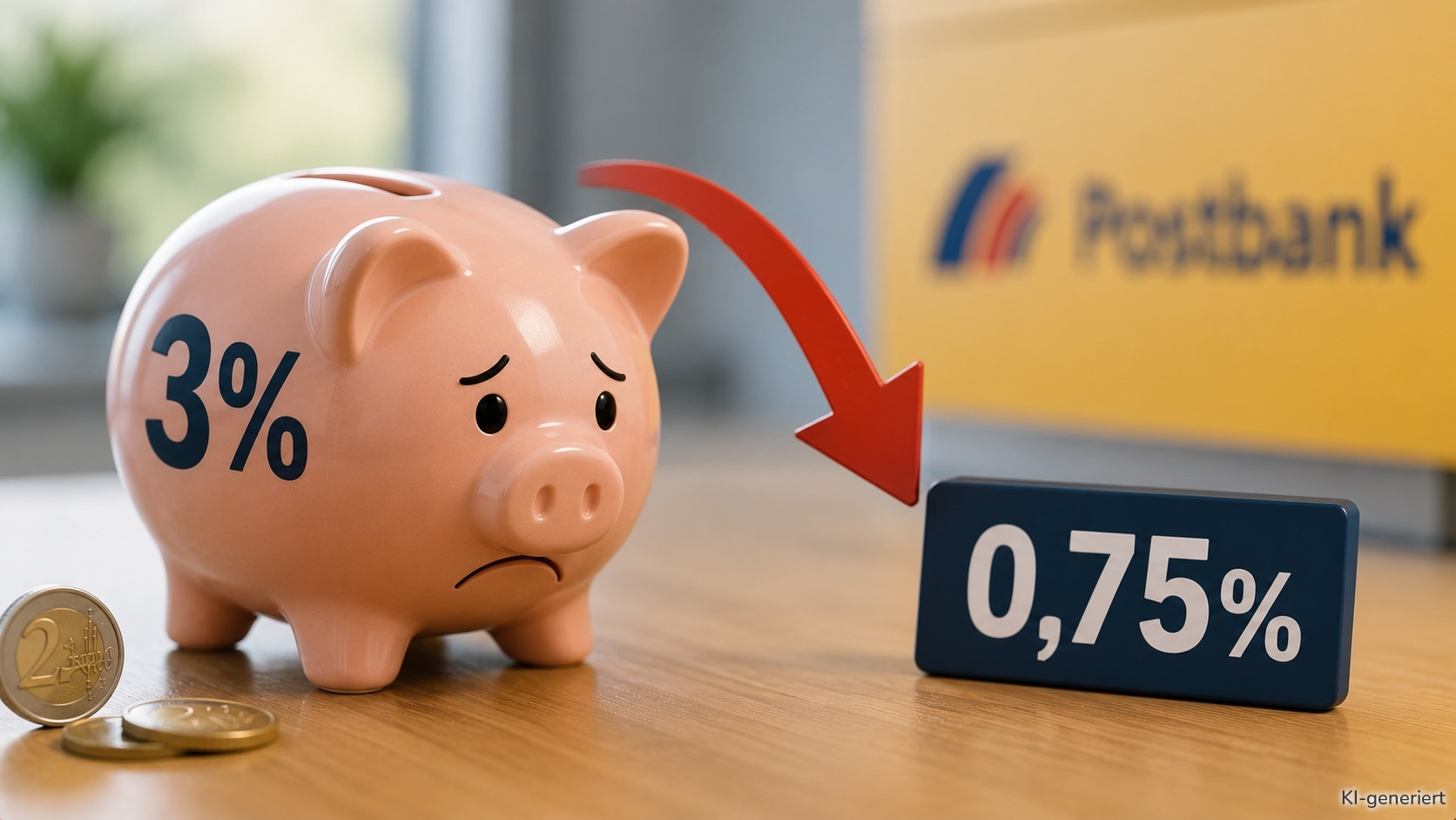 Der Aktionszins der Postbank von 3 % fällt am 11. Mai 2026 auf 0,75 %.