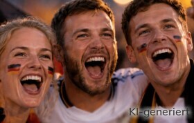 Deutsche Fußball-Fans jubeln.