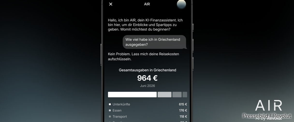Revolut hat den KI-Assistenten AIR (AI by Revolut) eingeführt.
